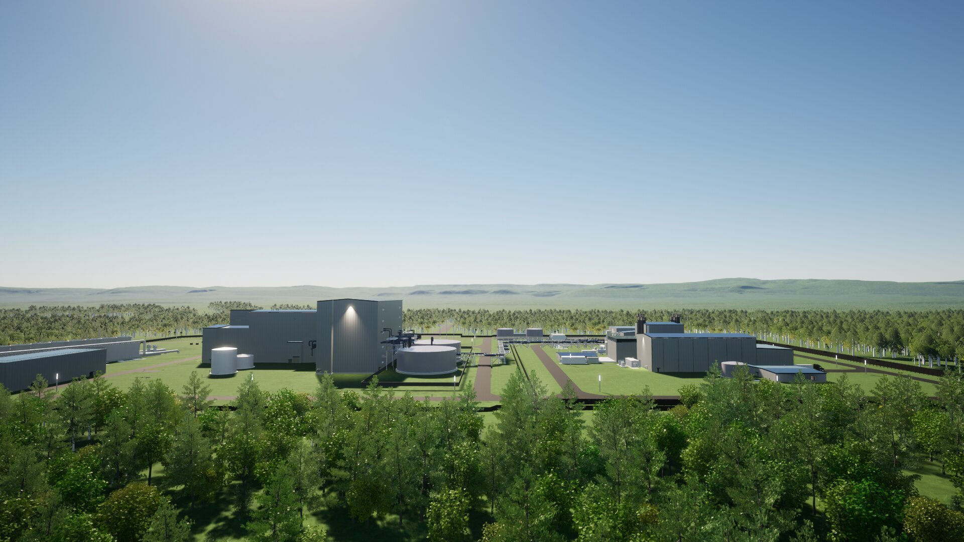 Natrium facility rendering, main view